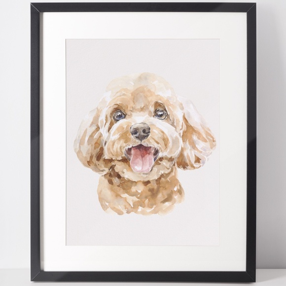 Other - Watercolor Toy Poodle Pet Dog Wall Art Illustration Print Poster Card Unframed